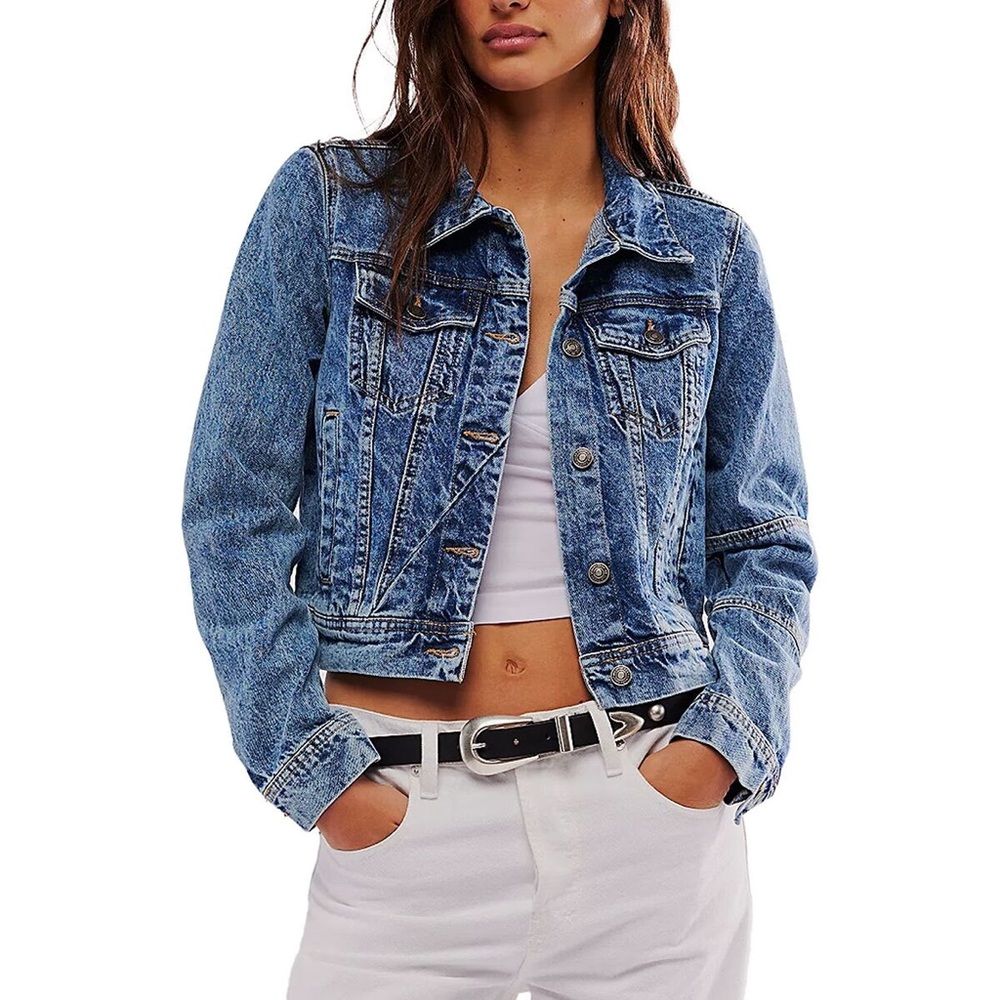 Free People Rumors Blue Denim Jacket